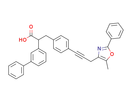 Molecular Structure of 501029-37-4 ([1,1'-Biphenyl]-3-acetic acid,
a-[[4-[3-(5-methyl-2-phenyl-4-oxazolyl)-1-propynyl]phenyl]methyl]-)