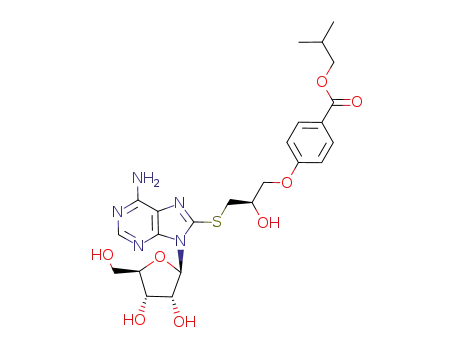 Molecular Structure of 104343-46-6 (8-<<2-(R)-hydroxy-3-(p-isobutoxycarbonyl)phenoxypropyl>thio> adenosine)