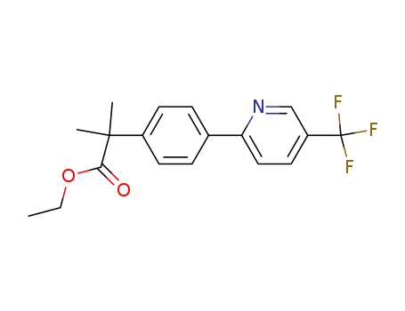 Molecular Structure of 1057075-60-1 (Ethyl 2-methyl-2-(4-(5-(trifluoromethyl)pyridin-2-yl)phenyl)propanoate)