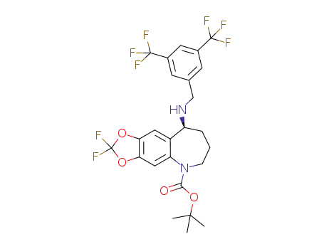 (S)-9-(3,5-bistrifluoromethylbenzylamino)-2,2-difluoro-6,7,8,9-tetrahydro-1,3-dioxa-5-aza-cyclohepta[f]indene-5-carboxylic acid tert-butyl ester