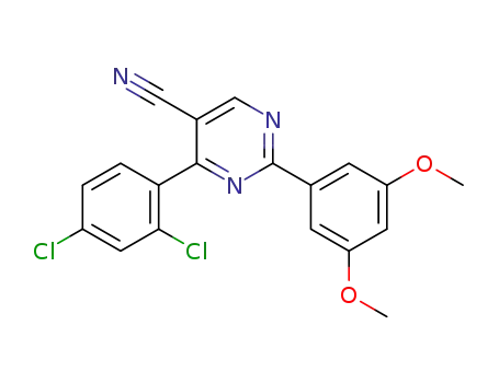 Molecular Structure of 895151-42-5 (4-(2,4-dichlorophenyl)-2-(3,5-dimethoxyphenyl)pyrimidine-5-carbonitrile)
