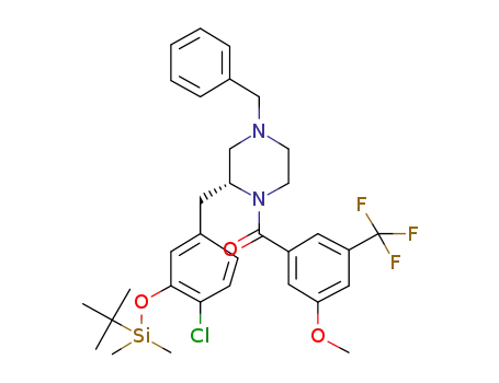 (2R)-1-[3-methoxy-5-(trifluoromethyl)-benzoyl]-2-[4-chloro-3-(tert-butyldimethylsilyloxy)benzyl]-4-benzylpiperazine