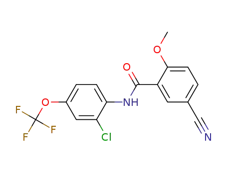 Molecular Structure of 858124-12-6 (5-cyano-N-(4-trifluoromethoxy-2-chlorophenyl)-2-methoxybenzamide)