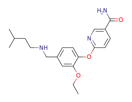 Molecular Structure of 676494-41-0 (6-[2-ethoxy-4-(3-methyl-butylamino-methyl)-phenoxy]nicotinamide)