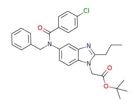Molecular Structure of 881427-90-3 (1H-Benzimidazole-1-acetic acid,
5-[(4-chlorobenzoyl)(phenylmethyl)amino]-2-propyl-, 1,1-dimethylethyl
ester)