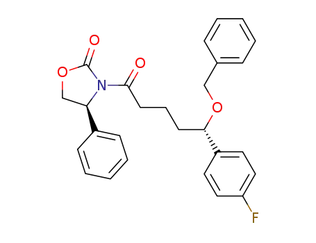 Molecular Structure of 851860-27-0 ((4S)-3-[(5S)-5-(benzyloxy)-5-(4-fluorophenyl)pentanoyl]-4-phenyl-1,3-oxazolidin-2-one)