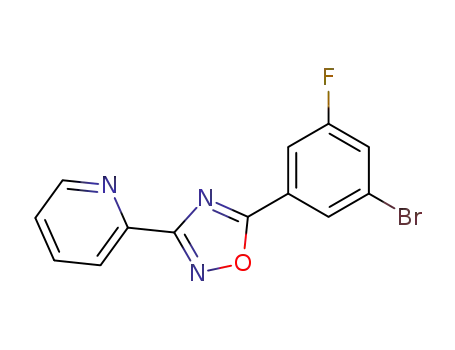 Molecular Structure of 453566-48-8 (Pyridine, 2-[5-(3-bromo-5-fluorophenyl)-1,2,4-oxadiazol-3-yl]-)