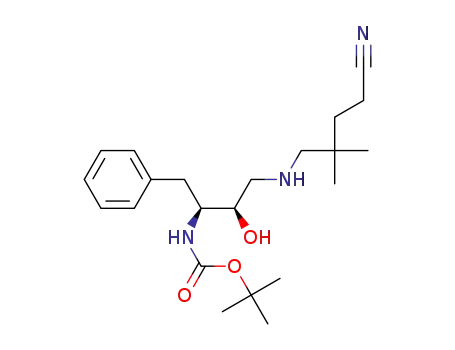 Molecular Structure of 288295-69-2 (tert-Butyl N-(1S,2R)-1-benzyl-3-[(4-cyano-2,2-dimethylbutyl)amino]-2-hydroxypropylcarbamate)