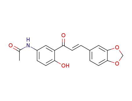 Molecular Structure of 94905-71-2 ((E)-N-(3-(3-(benzo[d][1,3]dioxol-5-yl)acryloyl)-4-hydroxyphenyl)acetamide)