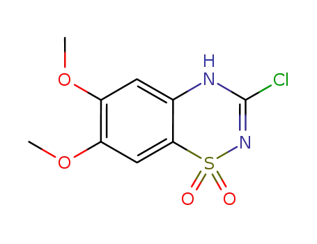 Molecular Structure of 19365-54-9 (2H-1,2,4-Benzothiadiazine, 3-chloro-6,7-dimethoxy-, 1,1-dioxide)