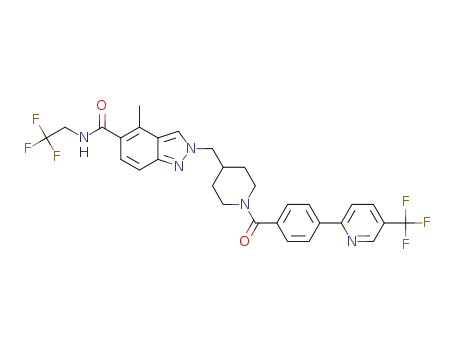 Molecular Structure of 1442120-63-9 (4-methyl-N-(2,2,2-trifluoroethyl)-2-[(1-{4-[5-(trifluoromethyl)pyridin-2-yl]benzoyl}piperidin-4-yl)methyl]-2H-indazole-5-carboxamide)