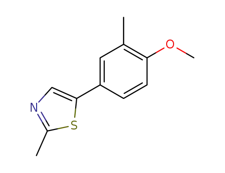 Molecular Structure of 5190-85-2 (2-methyl-5-(4-methoxy-3-methylphenyl)thiazole)
