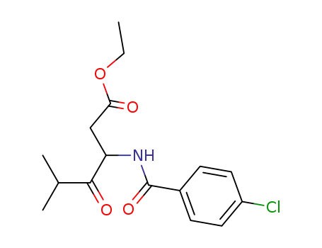 Molecular Structure of 98354-28-0 (Hexanoic acid, 3-[(4-chlorobenzoyl)amino]-5-methyl-4-oxo-, ethyl ester)