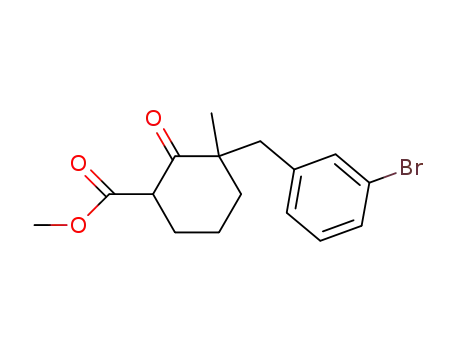 Molecular Structure of 937250-32-3 (methyl 3-(3-bromobenzyl)-3-methyl-2-oxocyclohexanecarboxylate)