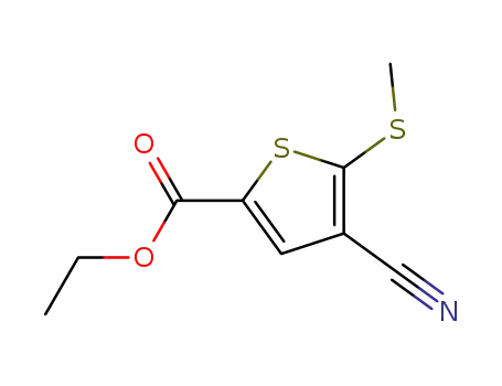 Molecular Structure of 116170-84-4 (ETHYL 4-CYANO-5-(METHYLTHIO)THIOPHENE-2-CARBOXYLATE)