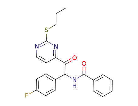 N-(1-(4-fluorophenyl)-2-oxo-2-(2-(propylthio)pyrimidin-4-yl)ethyl)benzamide
