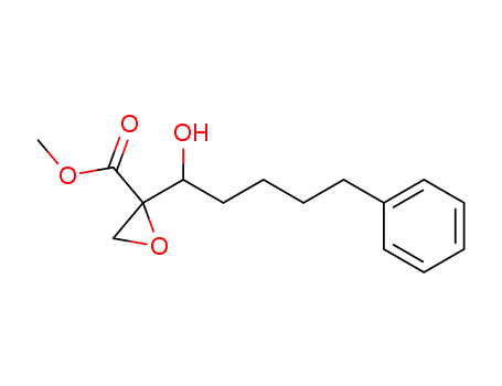 Molecular Structure of 119513-89-2 (2-[1-hydroxy-5-phenylpentyl]-2-oxiranecarboxylic acid methyl ester)
