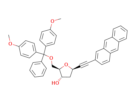 Molecular Structure of 960071-98-1 ((2R,3S,5R)-5-(2-anthrylethynyl)-3-hydroxy-2-(4,4'-dimethoxytrityloxymethyl)tetrahydrofuran)