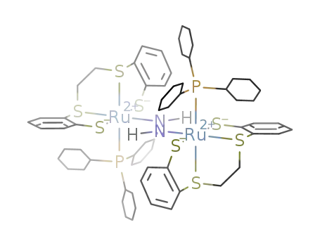 Molecular Structure of 245073-91-0 ([(Ru(P(C<sub>6</sub>H<sub>11</sub>)3)(C<sub>14</sub>H<sub>12</sub>S<sub>4</sub>))2NHNH])