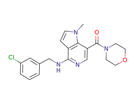 Molecular Structure of 925979-44-8 (N-[(3-chlorophenyl)methyl]-1-methyl-7-(4-morpholinylcarbonyl)-1H-pyrrolo[3,2-c]pyridin-4-amine)