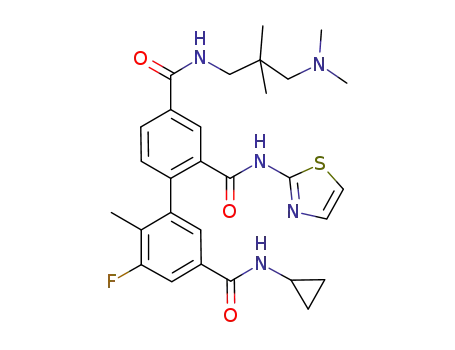 N<sub>3</sub>'-cyclopropyl-N<sub>4</sub>-[3-(dimethylamino)-2,2-dimethylpropyl]-5'-fluoro-6'-methyl-N<sub>2</sub>-1,3-thiazol-2-yl-2,3',4-biphenyltricarboxamide