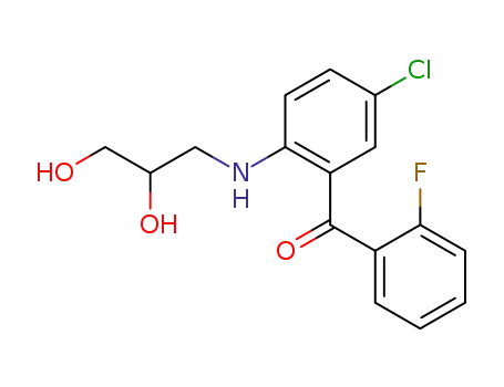 Molecular Structure of 52829-40-0 (5-chloro-2-[(2,3-dihydroxypropyl)-amino]-fluorobenzophenone)
