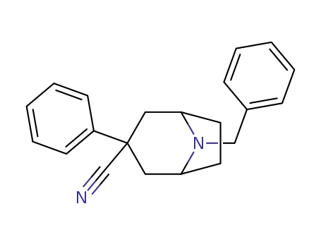 Molecular Structure of 185982-19-8 (8-Azabicyclo[3.2.1]octane-3-carbonitrile, 3-phenyl-8-(phenylmethyl)-)