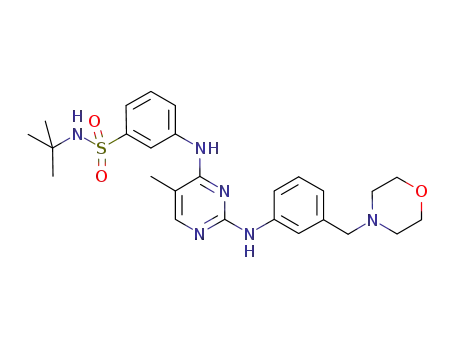 Molecular Structure of 936091-56-4 (N-(1,1-Dimethylethyl)-3-[[5-methyl-2-[[3-(4-morpholinylmethyl)phenyl]amino]-4-pyrimidinyl]amino]benzenesulfonamide)