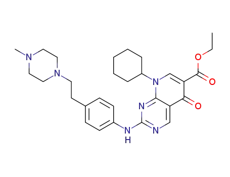 Molecular Structure of 1023276-78-9 (8-cyclohexyl-2-{4-[2-(4-methyl-piperazin-1-yl)-ethyl]-phenylamino}-5-oxo-5,8-dihydro-pyrido[2,3-d]pyrimidine-6-carboxylic acid ethyl ester)