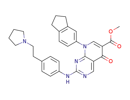 8-indan-5-yl-5-oxo-2-[4-(2-pyrrolidin-1-yl-ethyl)-phenylamino]-5,8-dihydro-pyrido[2,3-d]pyrimidine-6-carboxylic acid methyl ester