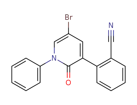 Molecular Structure of 381233-77-8 (5-bromo-3-(2-cyanophenyl)-1-phenyl-1,2-dihydropyridin-2-one)