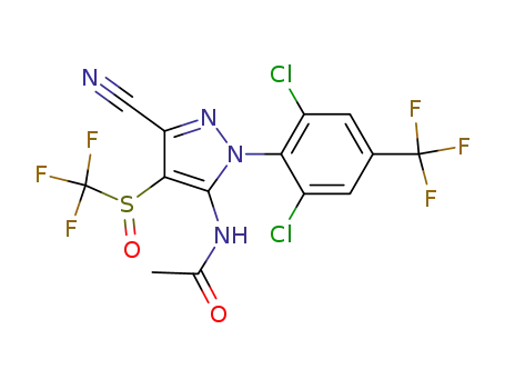 Molecular Structure of 154807-30-4 (N-(3-cyano-1-(2,6-dichloro-4-(trifluoromethyl)phenyl)-4-(trifluoromethylsulfinyl)-1H-pyrazol-5-yl)acetamide)