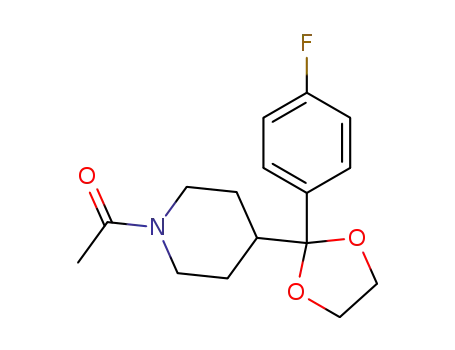 Molecular Structure of 63388-12-5 (Piperidine, 1-acetyl-4-[2-(4-fluorophenyl)-1,3-dioxolan-2-yl]-)