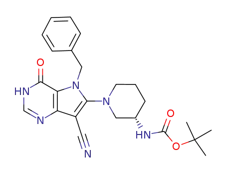 [(S)-1-(5-benzyl-7-cyano-4-oxo-4,5-dihydro-3H-pyrrolo[3,2-d]pyrimidin-6-yl)-piperidin-3-yl]-carbamic acid tert-butyl ester