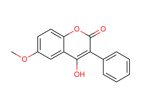 Molecular Structure of 39876-23-8 (2H-1-Benzopyran-2-one, 4-hydroxy-6-methoxy-3-phenyl-)