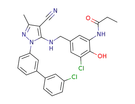 N-(3-chloro-5-(((1-(3'-chloro-[1,1'-biphenyl]-3-yl)-4-cyano-3-methyl-1H-pyrazol-5-yl)amino)methyl)-2-hydroxyphenyl)propionamide