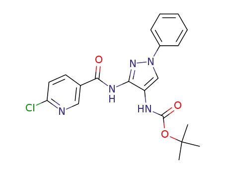 Molecular Structure of 937728-84-2 (tert-Butyl (3-{[(6-Chloropyridin-3-yl)carbonyl]amino}-1-phenyl-1H-pyrazol-4-yl)-carbamate)