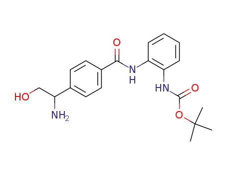 Molecular Structure of 503040-57-1 (Carbamic acid, [2-[[4-(1-amino-2-hydroxyethyl)benzoyl]amino]phenyl]-,
1,1-dimethylethyl ester)