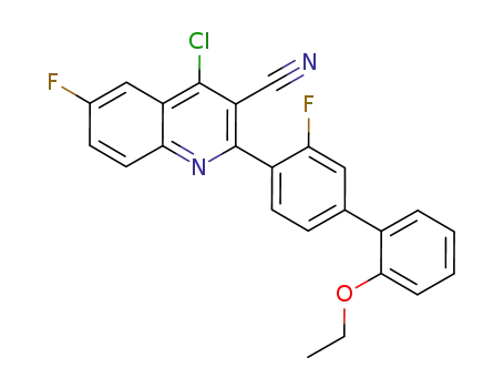 Molecular Structure of 881313-56-0 (4-chloro-2-(2'-ethoxy-3-fluorobiphenyl-4-yl)-6-fluoroquinoline-3-carbonitrile)