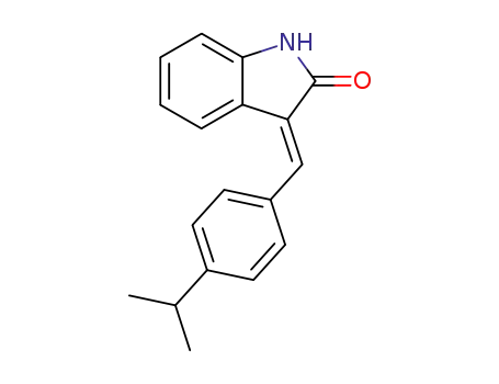Molecular Structure of 186611-55-2 (3-(4-ISOPROPYLBENZYLIDENYL)INDOLIN-2-ONE)