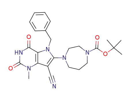 4-(5-benzyl-7-cyano-1-methyl-2,4-dioxo-2,3,4,5-tetrahydro-1H-pyrrolo[3,2-d]pyrimidine-6-yl)-[1,4]diazepane-1-carboxylic acid tert-butyl ester