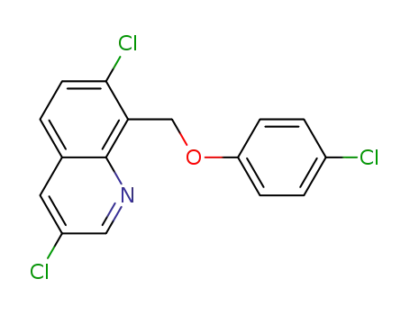 Molecular Structure of 84087-06-9 (3,7-dichloro-8-p-chlorophenoxymethylquinoline)