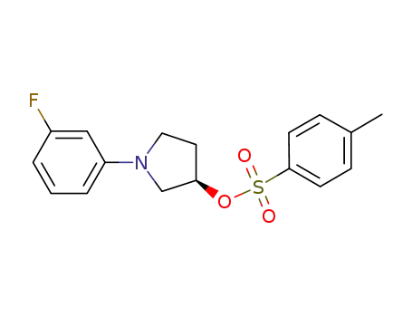 Molecular Structure of 873945-29-0 (3-Pyrrolidinol, 1-(3-fluorophenyl)-, 3-(4-methylbenzenesulfonate), (3R)-)