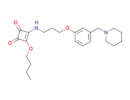 Molecular Structure of 120370-37-8 (1-butoxy-2-[3-(3-piperidinomethylphenoxy)propylamino]-1-cyclobutene-3,4-dione)