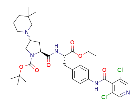 N-[N-(tert-butoxycarbonyl)-4(R)-3,3-dimethylpiperidino-(L)-prolyl]-4-[(3',5'-dichloro-isonicotinoyl)amino]-(L)-phenylalanine ethyl ester