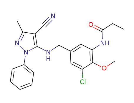 N-(5-(((4-cyano-3-methyl-1-phenyl-1H-pyrazol-5-yl)amino)methyl)-2-methoxy-3-chlorophenyl)propionamide
