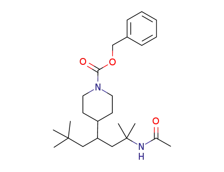 Molecular Structure of 876757-32-3 (1-Piperidinecarboxylic acid,
4-[3-(acetylamino)-1-(2,2-dimethylpropyl)-3-methylbutyl]-, phenylmethyl
ester)