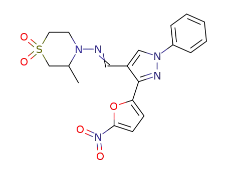 4-Thiomorpholinamine,
3-methyl-N-[[3-(5-nitro-2-furanyl)-1-phenyl-1H-pyrazol-4-yl]methylene]-,
1,1-dioxide