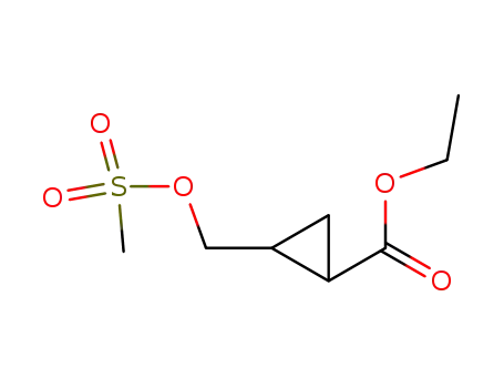Molecular Structure of 877399-99-0 (Cyclopropanecarboxylic acid, 2-[[(methylsulfonyl)oxy]methyl]-, ethyl
ester)