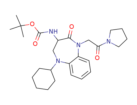 1-(pyrrolidin-1-ylcarbonylmethyl)-2-oxo-3-(N-tert-butoxycarbonyl)amino-5-cyclohexyl-1,3,4,5-tetrahydro-2H-1,5-benzodiazepine